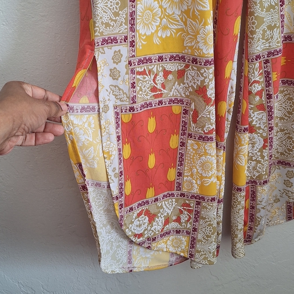 And The Why Smocking Waist Side Wide Leg Slit Printed Women's Pants Size S - Picture 7 of 11